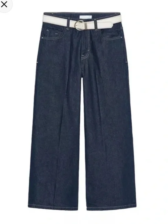 Zara NWT Z1975 pressed creased belted jeans 6164/077 - Picture 10 of 13